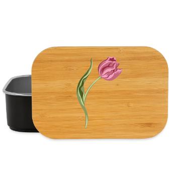 Elegant Pink Tulip Illustration - Lunch Box - black - Front