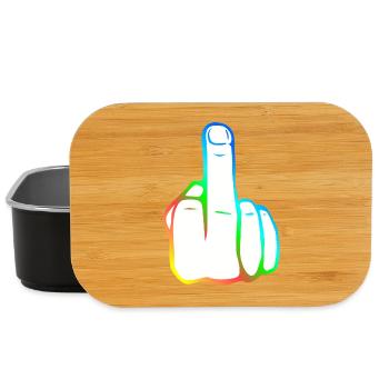 Hand Fuck Finger! Mittelfinger! Grafik bunt Symbol - Lunch Box - Schwarz - Vorne