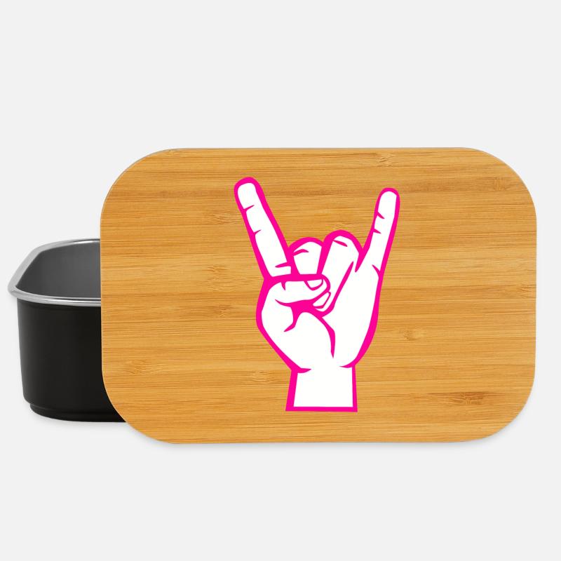Hand mit Rock- Metal -Satan Symbol Pink - Lunch Box - Schwarz