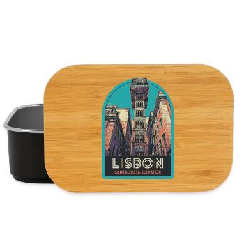 Lisbon, beautiful city Portugal elevator Sta Justa - Lunch Box - black - Front