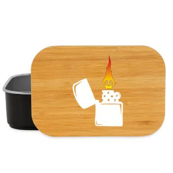 Flammenschädel und weißes Feuerzeug - Lunch Box - Schwarz - Vorne