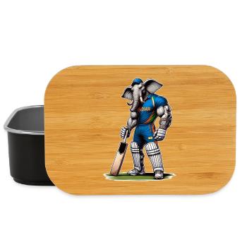 India cricket sport elephant design - Lunch Box - black - Front
