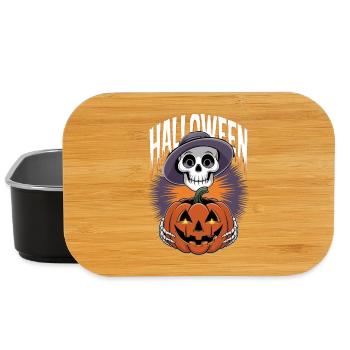 Halloween Skeleton with Lantern Pumpkin - Lunch Box - black - Front