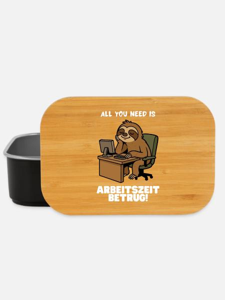 Arbeitszeitbetrug Faultier - Lunch Box - Schwarz