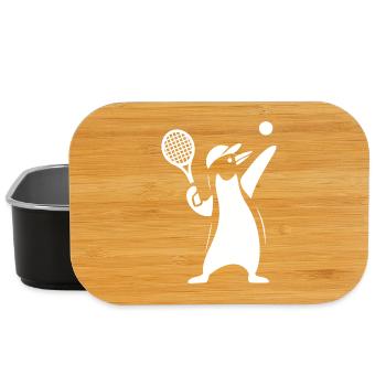 Minimalist Penguin Tennis Player Serve - Lunch Box - black - Front