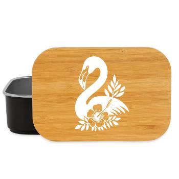 Elegant Swan and Floral Monochrome Design - Lunch Box - black - Front