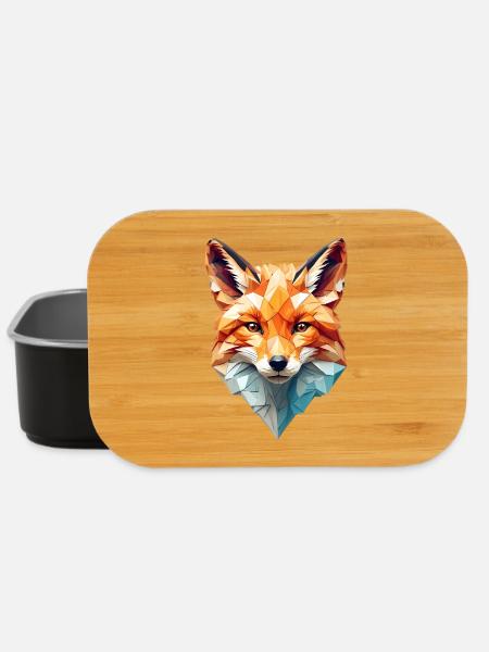 Geometrischer Fuchskopf - Lunch Box - Schwarz