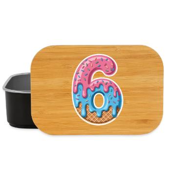 Sechster Geburtstag 6 Eiscreme Zahl Mit Streuseln - Lunch Box - black - Front