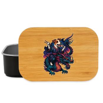 Sushi Jack Russell Terrier Kimono Drache Geschenk - Lunch Box - Schwarz - Vorne