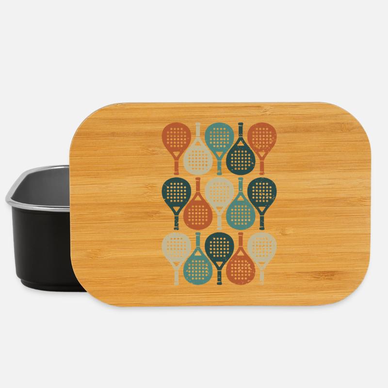 Vintage Padel | Retro Rackets Design - Lunch Box - Schwarz