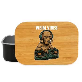 Weimaraner DJ: Retro Musik Design – Weim Vibes - Lunch Box - Schwarz - Vorne