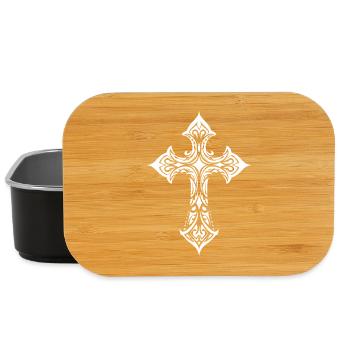 Ornate Tribal Cross Glyph - Lunch Box - black - Front