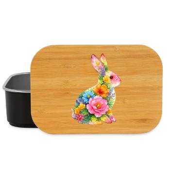 Fleurs aquarelles de lapin à Pâques - Boîte à goûter - noir - Devant