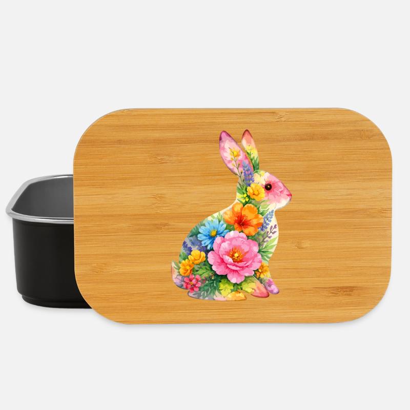Hase Wasserfarben Blumen Ostern - Lunch Box - Schwarz