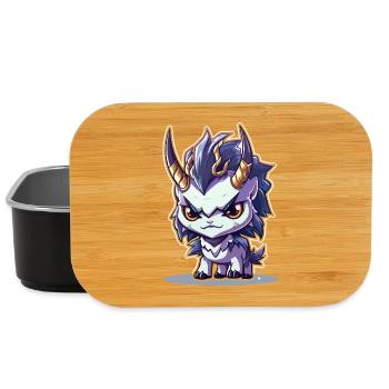Petit Dragon Cornu de style Chibi - Boîte à goûter - noir - Devant