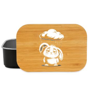 Sad Bunny - Cute Rain Cloud Design - Lunch Box - black - Front