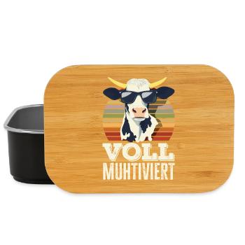 Voll Muhtiviert Lustige Kuh Spruch Retro Bauer - Lunch Box - Schwarz - Vorne