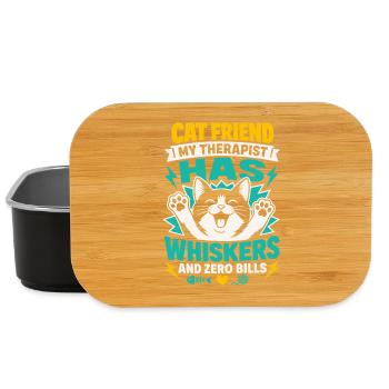 Cat Friend My Therapist Has Whiskers - Lunch Box - black - Front