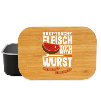 Grillmeister Geschenk Fleisch Wurst & Bier - Lunch Box - Schwarz - Vorne