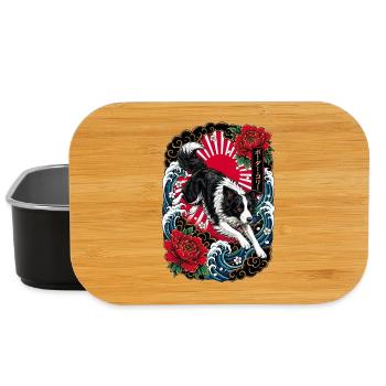 Border Collie im japanischen Tattoo Stil - Lunch Box - Schwarz - Vorne