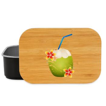 Coconut cocktail decorated with flower & drinking straw - Lunch Box - black - Front