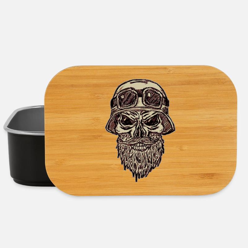 Crâne mortumétrique avec barbe et casque - Boîte à goûter - noir