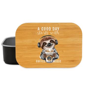 A good day starts with coffee first funny sloth - Lunch Box - black - Front