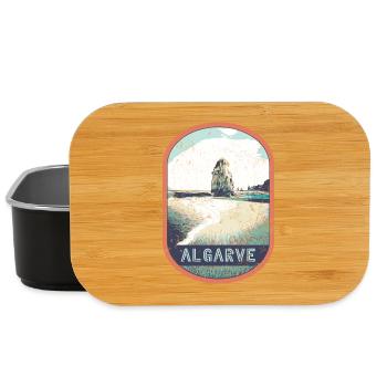 Retro-Abzeichen, Algarve Portugal, Strand Sommersonne - Lunch Box - Schwarz - Vorne