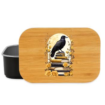 Stack of books with raven - Lunch Box - black - Front