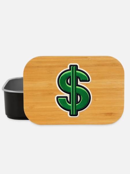 Grüner Dollar-Patch Stickerei - Lunch Box - Schwarz
