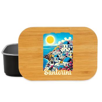 Santorin, Grèce, océan, volcan Akrotiri - Boîte à goûter - noir - Devant