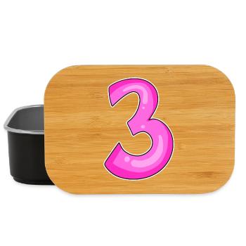 Drei - 3 - Nummer 3 - Zahl 3 - Lunch Box - Schwarz - Vorne