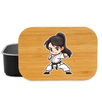Karate Girl Cartoon Style - Lunch Box - black - Front