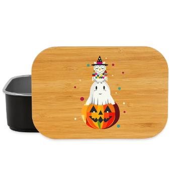 Owl and Ghost on the Pumpkin – Halloween Motif - Lunch Box - black - Front