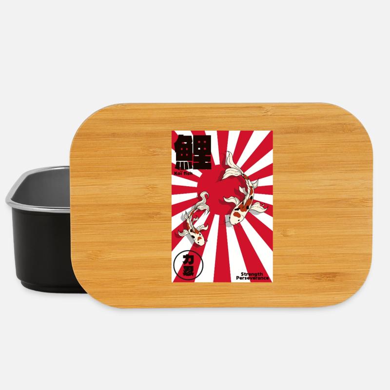 Koi Fish Art Japanese Style - Lunch Box - black
