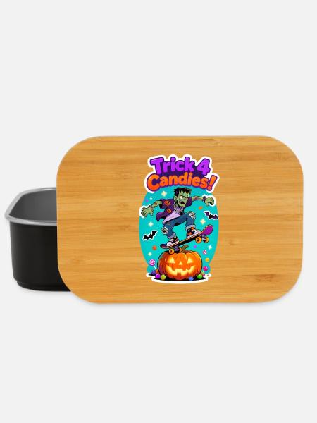Trick 4 Candies Halloween Skateboard Tee - Lunch Box - black