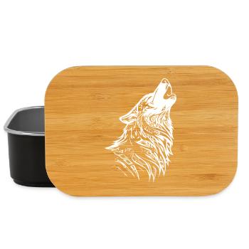 Loup guerrier avec motif tribal - Boîte à goûter - noir - Devant