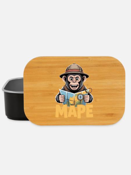MAPE Abenteuer Affe Karte Kompass Entdecker - Lunch Box - Schwarz