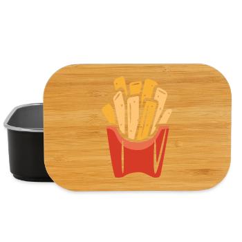 Pommes Illustration – Lustiges Fast-Food Design - Lunch Box - Schwarz - Vorne