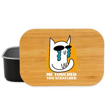 Moi Touché Vous Rayé Drôle De Chat Dessin Animé - Boîte à goûter - noir - Devant