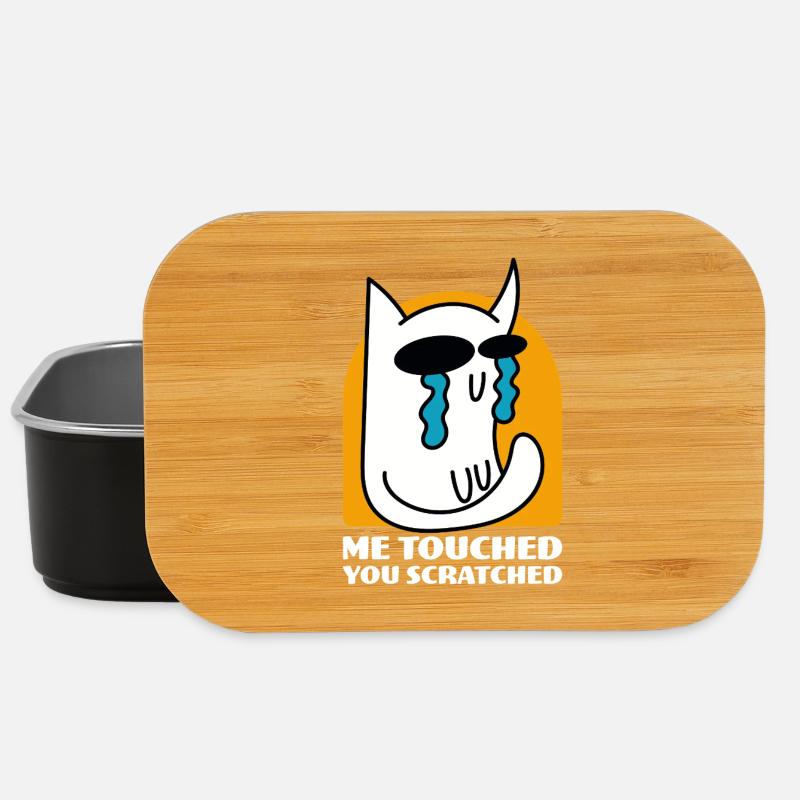Moi Touché Vous Rayé Drôle De Chat Dessin Animé - Boîte à goûter - noir