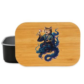 Cadeau Sushi Chat Tigre et Dragon - Boîte à goûter - noir - Devant