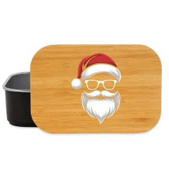 Santa with Beard & Glasses – Retro Christmas - Lunch Box - black - Front