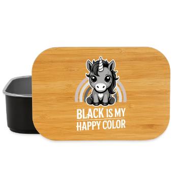 Grey Unicorn Rainbow: Black Is My Happy Color - Lunch Box - black - Front