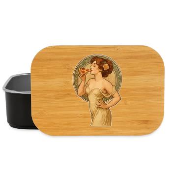Art Nouveau Pin-Up: Elegante Frau mit Pizza - Lunch Box - Schwarz - Vorne