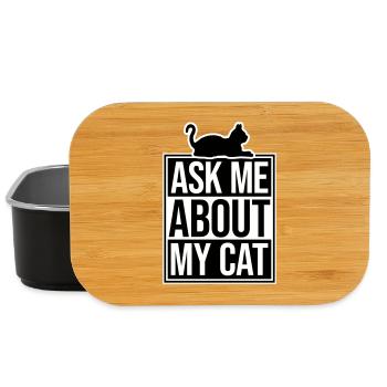 Demandez-moi pour mon chat Chat Amour des animaux Animaux - Boîte à goûter - noir - Devant
