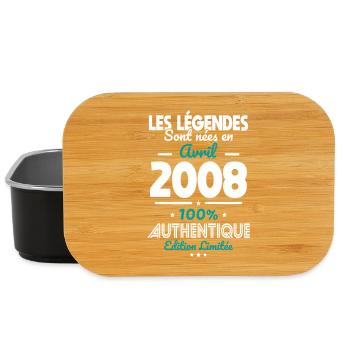 18th Birthday - Legends Born April 2008 - Lunch Box - black - Front