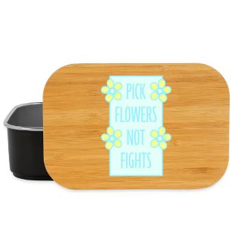 Cueillez des fleurs, pas des disputes, fleurs Paix Logo drôle - Boîte à goûter - noir - Devant
