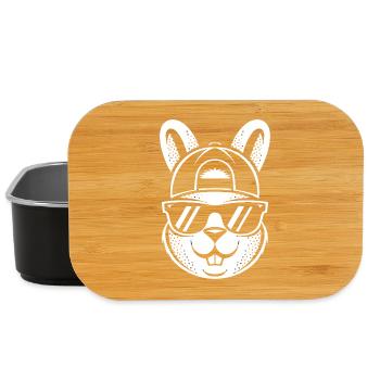 Un lapin cool avec lunettes de soleil et casquette style street - Boîte à goûter - noir - Devant