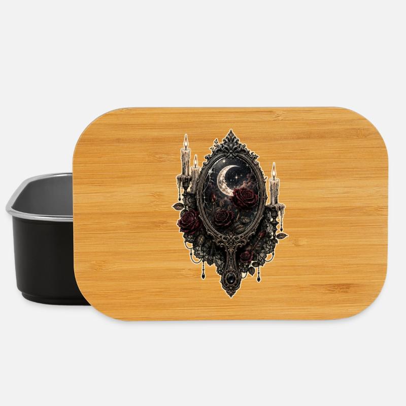Gothic Mirror with Roses and Candles - Lunch Box - black